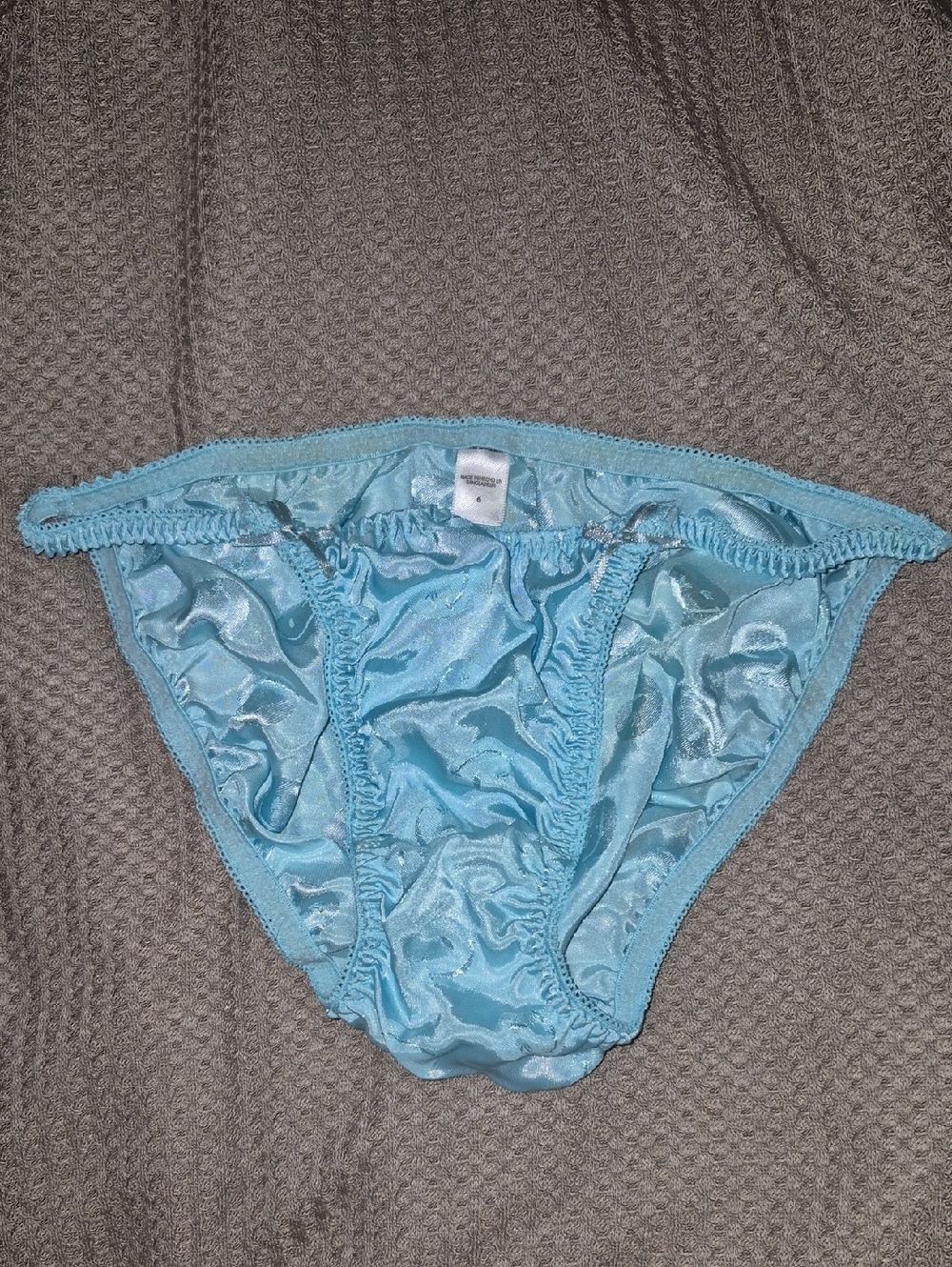 Vintage Joe Boxer Size 6 Light Blue Satin Bikini Briefs